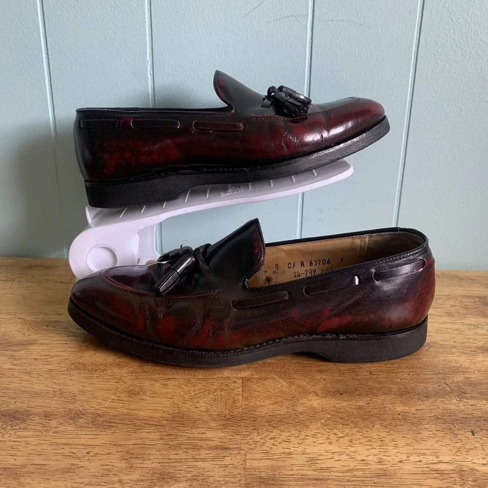 JOHNSTON & MURPHY ARISTOCRAFT Men's Shoes 8 Tassel Loafer Burgundy Leather